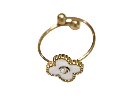 Chloe - Our Chloe ring exudes timeless elegance with its delicate clover design. Crafted of durable SS coated in 18K Gold for a water resistant, tarnish free finish. The adjustable band is one size fits all.