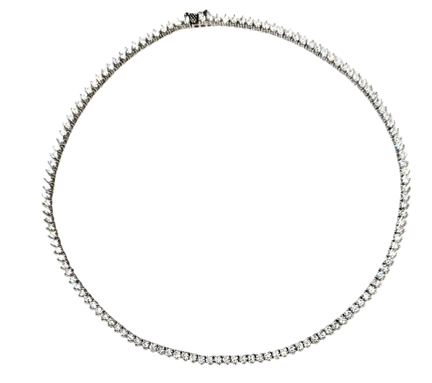 Eve - Nothing says yacht club like our Eve Tennis Necklace. Features stunning 4mm brilliant round cubic zirconia stones set in 18k white gold plated tennis link 18 inch chain with push clasp. Tennis anyone?