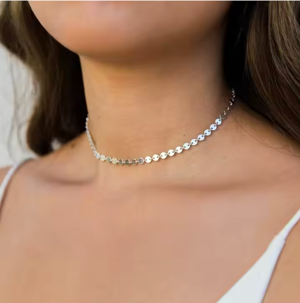 Belle - Belle is our sweet and delicate disc choker great for layering or wearing alone to steal the spotlight.