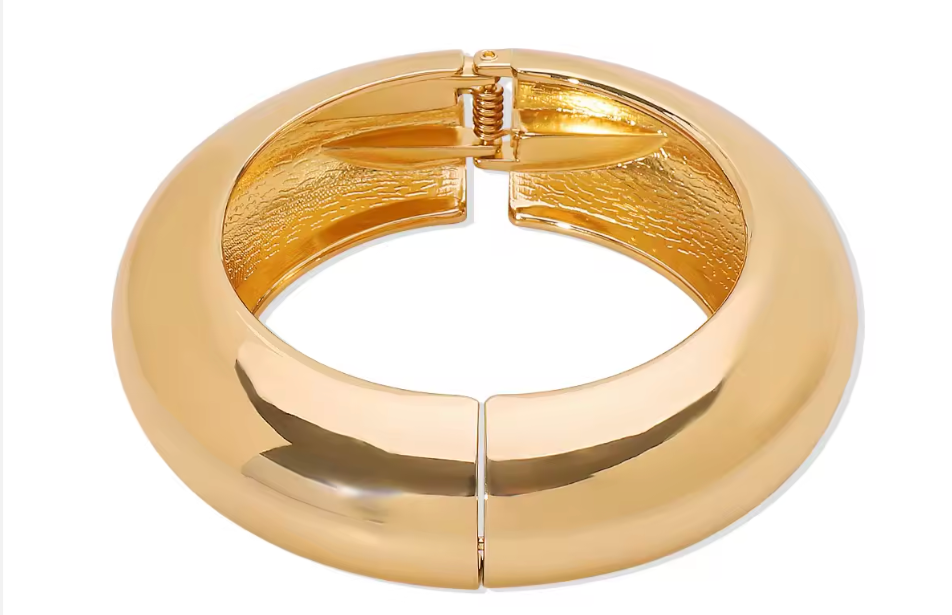 Bianca - Our Bianca Bangle Cuff is Bold and Fun! Classic Spring Closure for easy on and off. Gold Plate over Alloy
