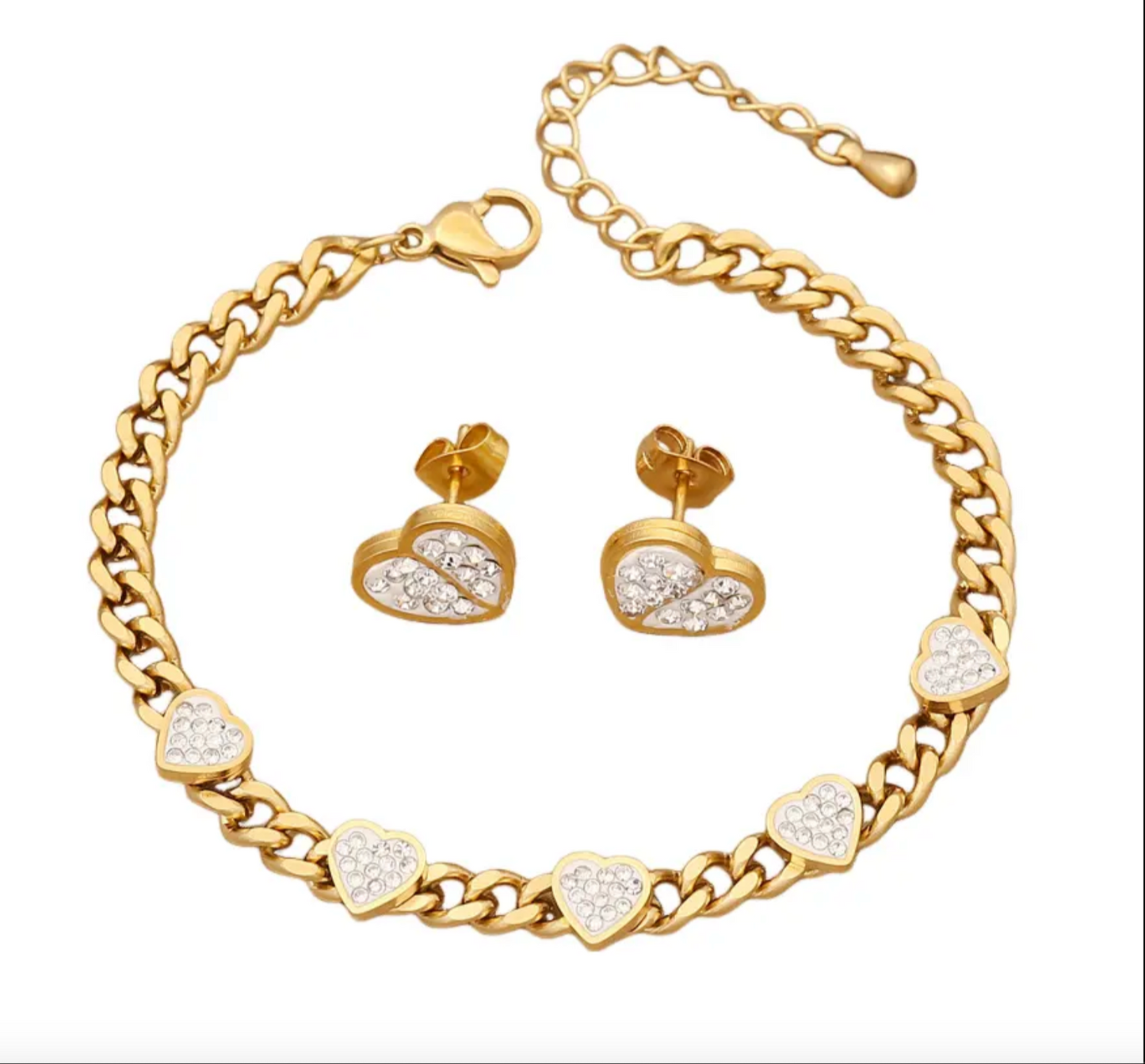 Stealing Hearts - Our Stealing Hearts earrings are both brilliant & beguiling. We know we've stolen yours already! Sold individually or as a set with matching bracelet. Tarnish free 18k Gold Plated Stainless Steel