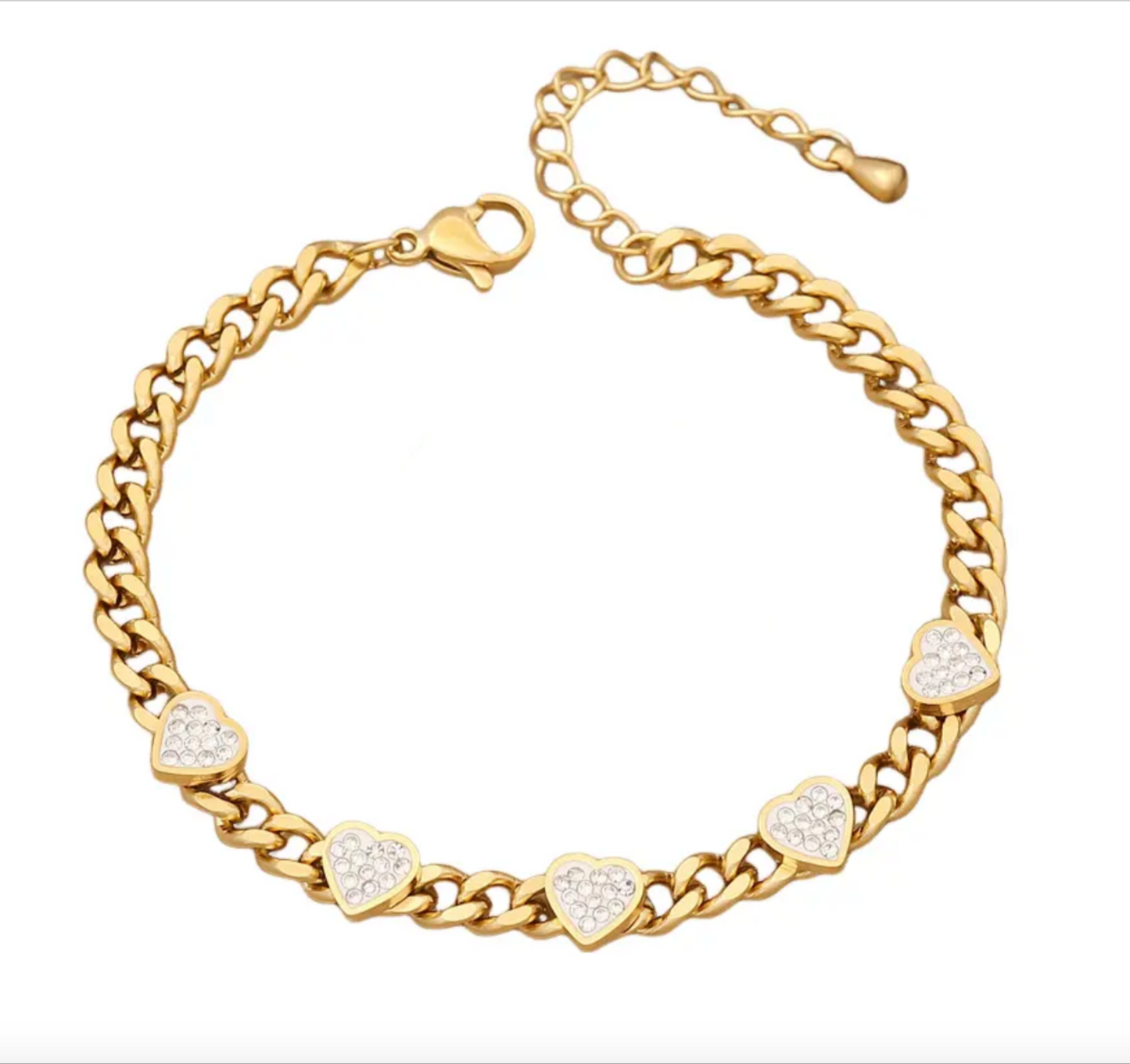 Stealing Hearts Bracelet - Our Stealing Hearts bracelet is both brilliant & beguiling. We know we've stolen yours already! Sold individually or as a set with matching earrings. Tarnish free 18k Gold Plated Stainless Steel