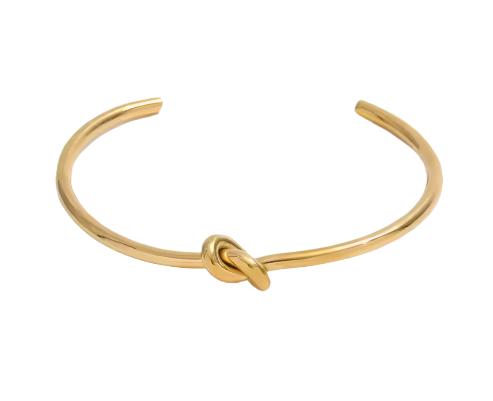 Love Knot Bracelet - Our Love Knot is Crafted Stainless Steel with 18K Gold Overlay Non-Tarnish C-shaped Opening.