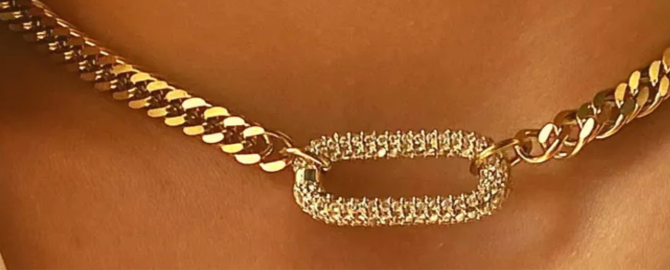 Corrine - Our Corrine choker necklace blends luxury with bold BOUJEE style. Featuring brilliant lab diamonds set in a pave pattern for eye catching radiance. The choker design offers a close fit around the neck & measures 16" with a 2" extender.