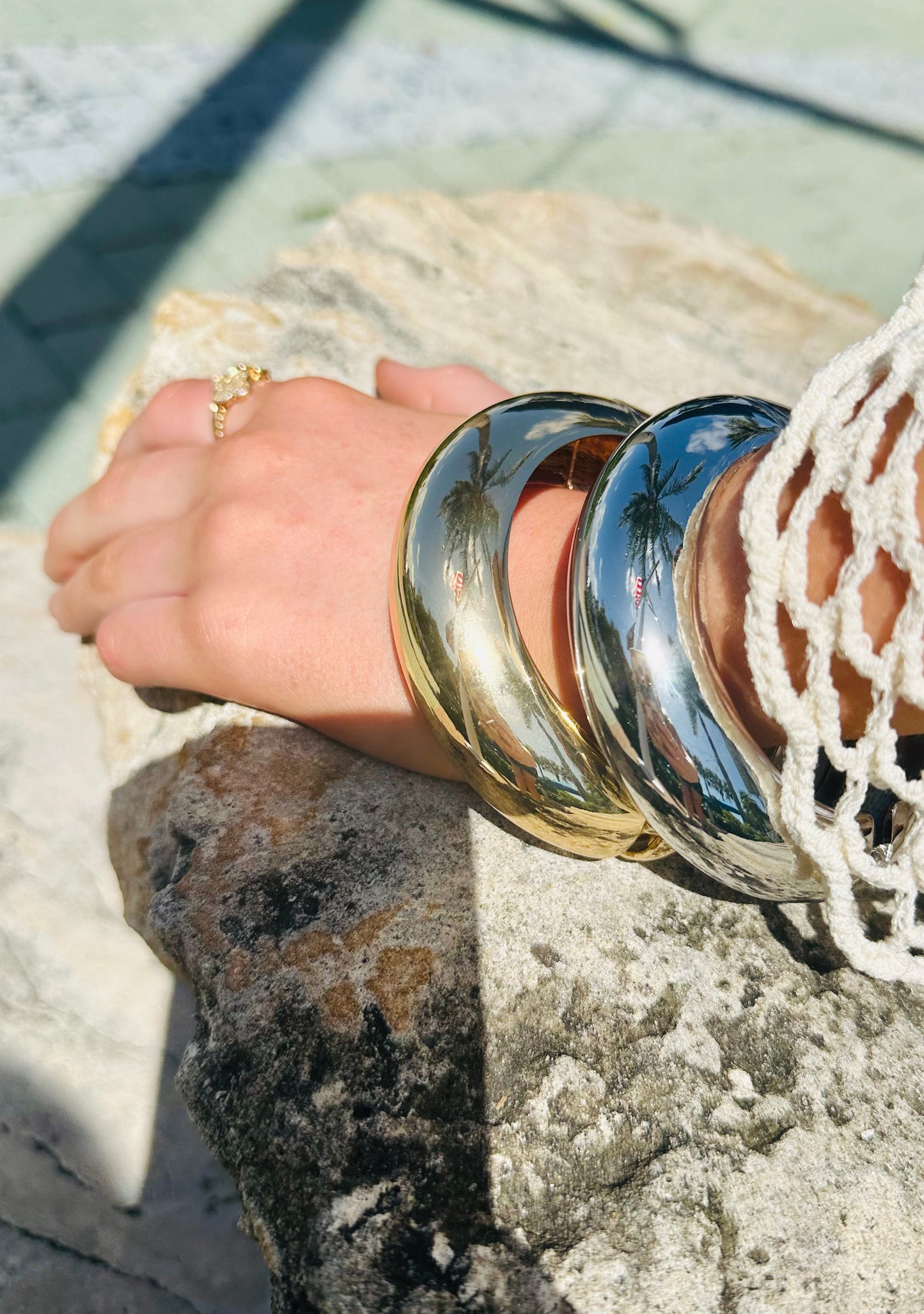 Bianca - Our Bianca Bangle Cuff is Bold and Fun!  Classic Spring Closure for easy on and off.  Gold Plate over Alloy