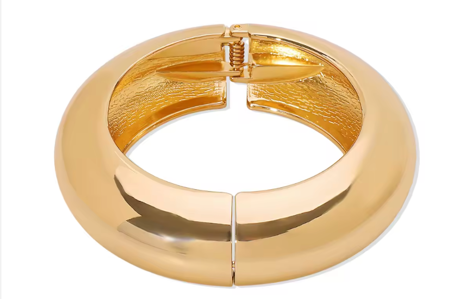 Bianca - Our Bianca Bangle Cuff is Bold and Fun!  Classic Spring Closure for easy on and off.  Gold Plate over Alloy